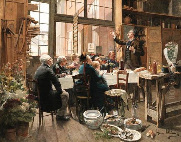 The Toast Oil Painting by Henri Cain