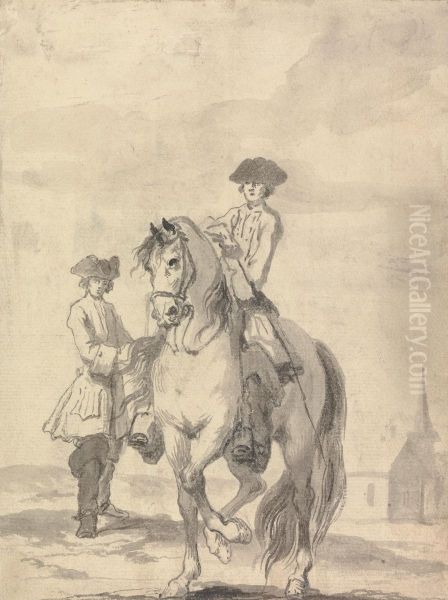 Engraved as plate 10 in Twenty Five Actions of the Manage Horse... Oil Painting by John Vanderbank