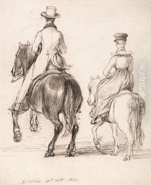 Two Riders Seen from Behind, Oct. 10, 1822 Oil Painting by David Wilkie