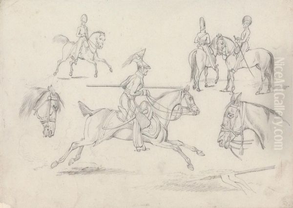 Scenes of a Lancer and Other Cavalry Oil Painting by Henry Thomas Alken