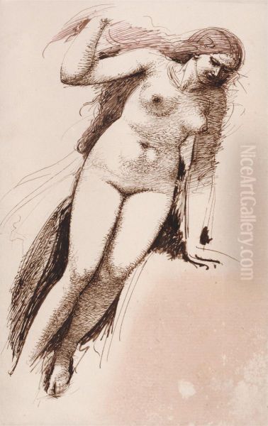 Standing Female Nude Oil Painting by William Edward Frost