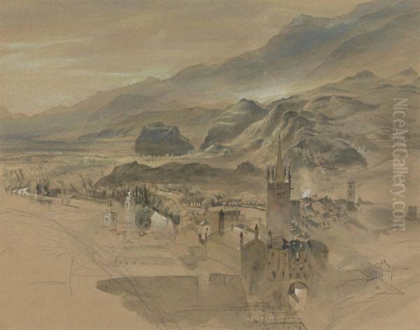 A View of Susa, Italy, from the West Oil Painting by John Ruskin