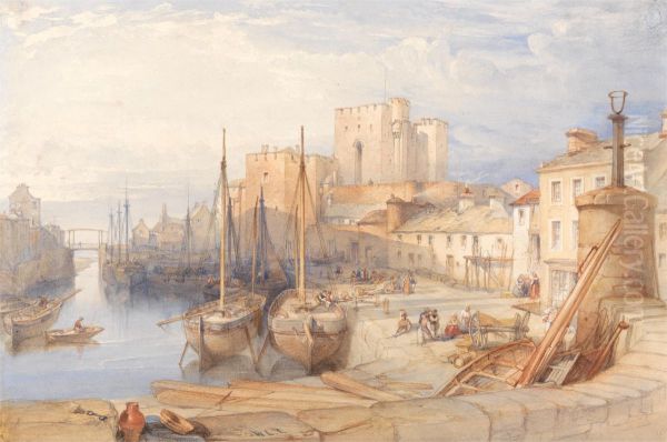 Castletown Harbour, Isle of Man Oil Painting by William Leighton Leitch