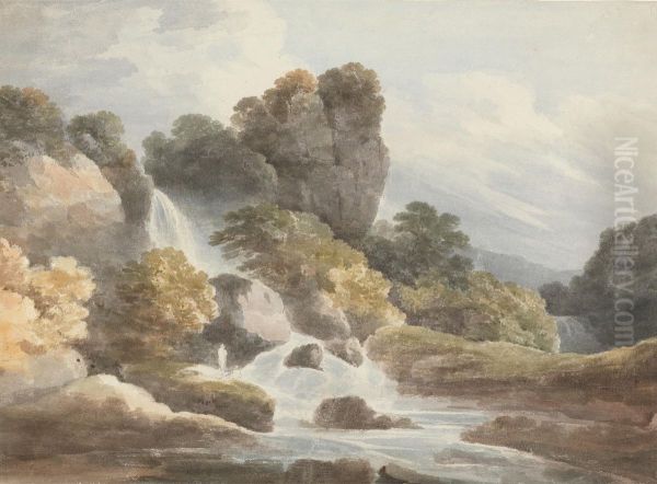 Waterfall Oil Painting by Francis Nicholson