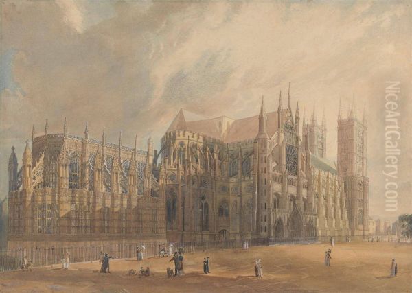 Northeast view of Westminster Abbey Oil Painting by John Gendall