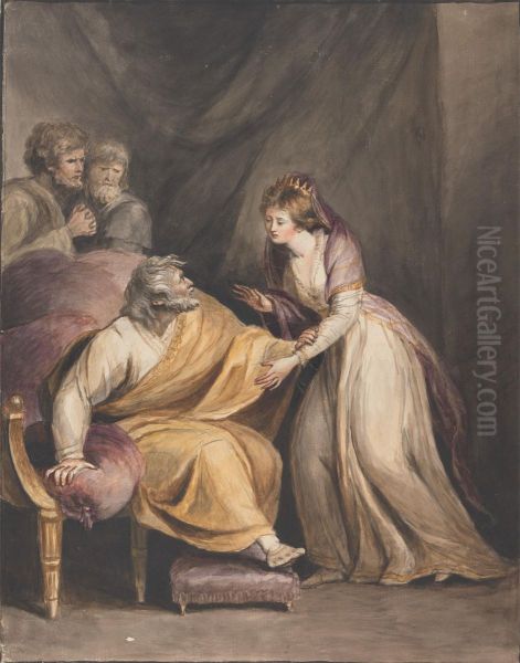 Lear and Cordelia Oil Painting by Mary Hoare