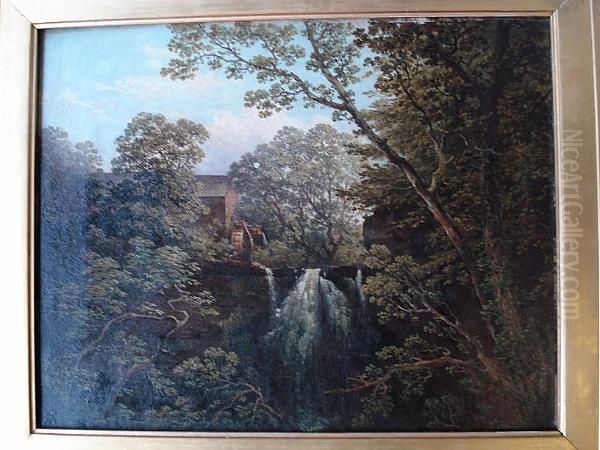 The Linn Spout, Dalry, Ayrshire Oil Painting by John Cairns