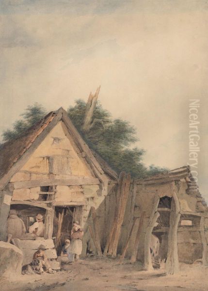 The Blacksmith's Shop, Hingham Oil Painting by John Crome