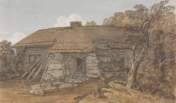 A Cottage in the Isle of Wight Oil Painting by George Barret, Jr.