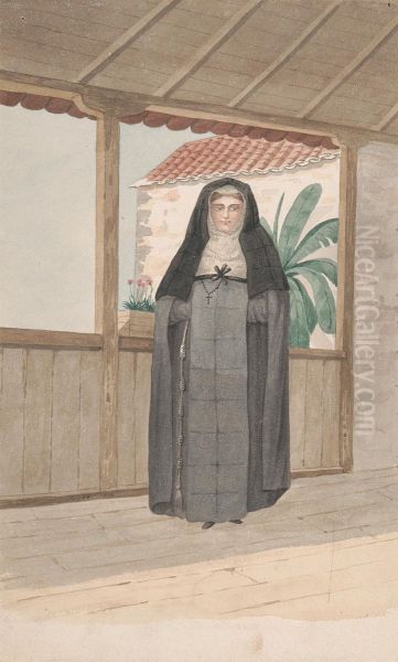 Nun of the Order of Santa Clara Oil Painting by Alfred Diston