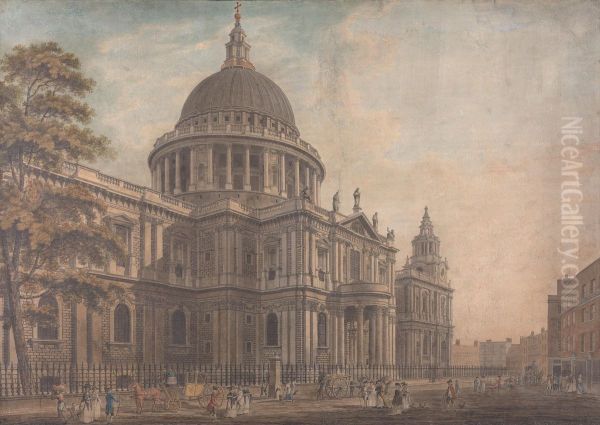 The North Front of St. Paul's Oil Painting by Thomas Malton