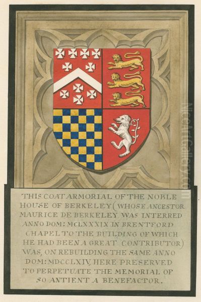 Coat Armoril of the Noble House of Berkeley from Brentford Church Oil Painting by Daniel Lysons