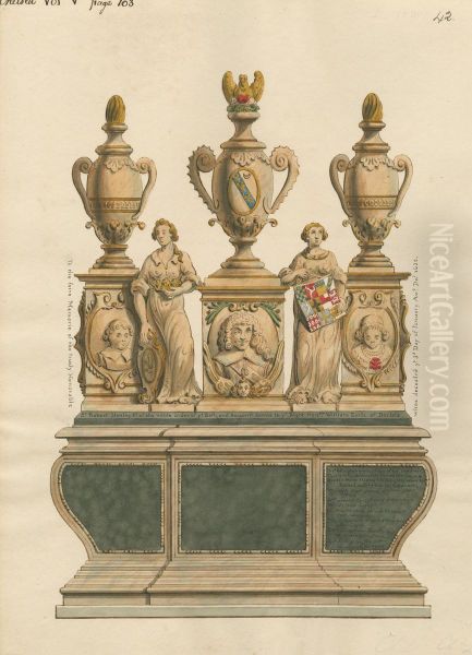 Tomb of Sir Robert Stanley and his Children, Gerdinand and Henriette Maria from Chelsea Church Oil Painting by Daniel Lysons