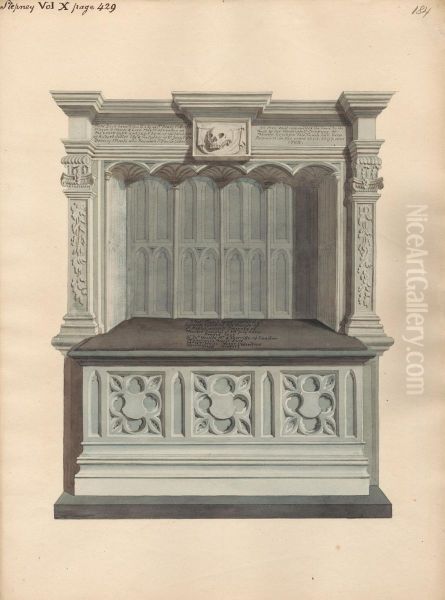 Tomb of Sir Henry Collet from Stepney Church Oil Painting by Daniel Lysons