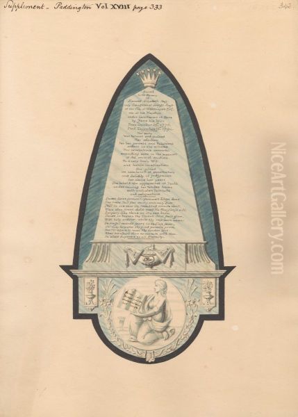 Memorial to Frances Elizabeth Aust, from Paddington Church Oil Painting by Daniel Lysons