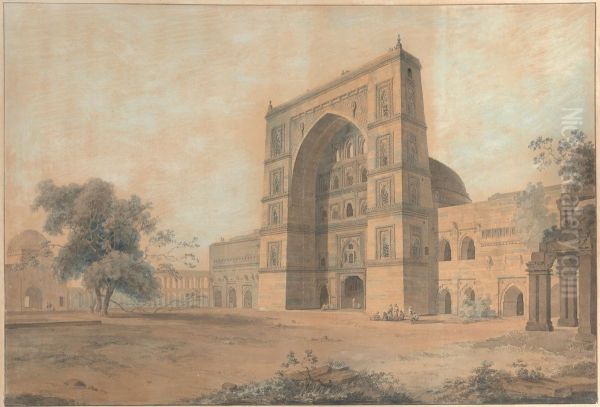 A Mosque at Juanpore Oil Painting by Thomas Daniell