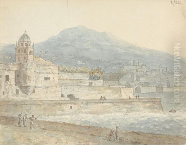 A View of Genoa, Taken Near the Gate of St. Thomas Oil Painting by Robert Smirke