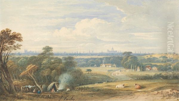 London from the South West Oil Painting by John Varley