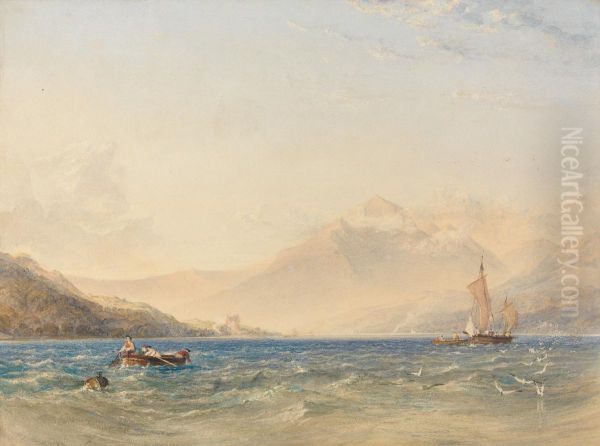 The Head of Loch Fyne, with Dindarra Castle Oil Painting by Copley Fielding