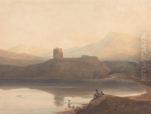 Llanberis Lake, with Castle Dolbadern Oil Painting by John Varley