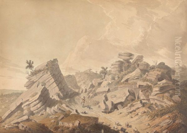 Brimham Crags Oil Painting by Thomas Daniell