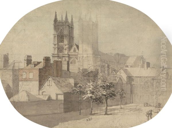 Westminster Abbey from Dean's Yard Oil Painting by Alexander Nasmyth