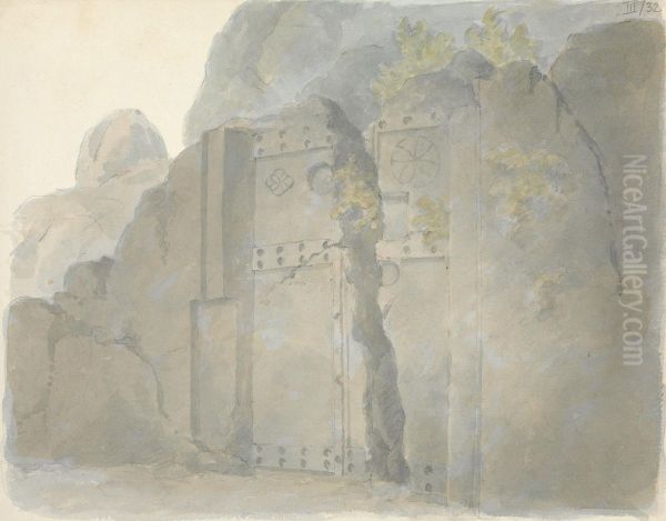 Ancient Gateway in Ruins Oil Painting by Robert Smirke