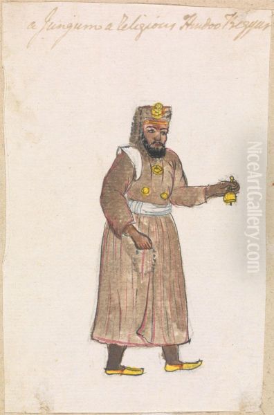 A Jungum, a religious Hindu Beggar Oil Painting by Gangaram Chintaman Tambat