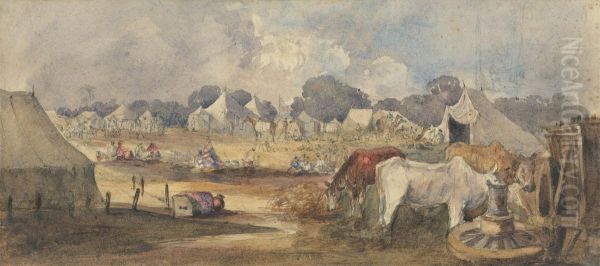 An Eastern Encampment Oil Painting by William James Muller