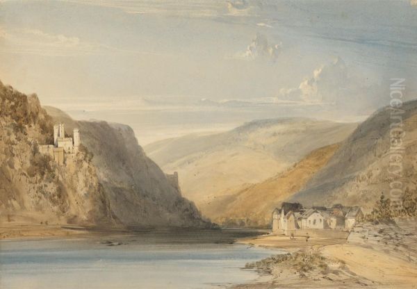 The Rhine at Assmannshausen Oil Painting by William Callow