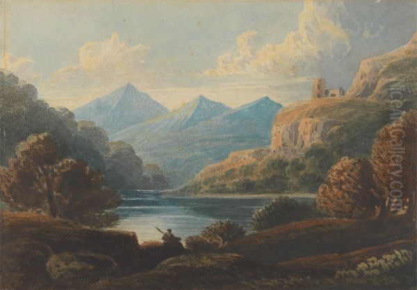 Landscape Composition, Dolbadern Oil Painting by John Varley