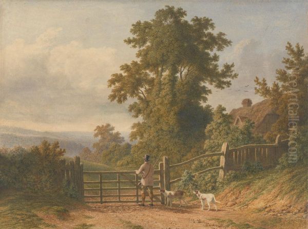 Sportsman and His Dogs Oil Painting by Patrick Nasmyth