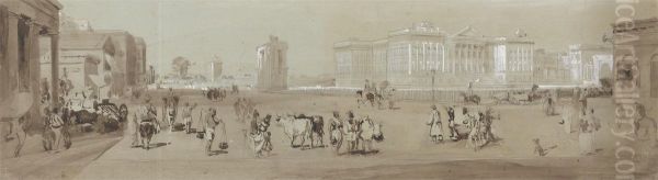 Government House from St. Andrew's Library - Calcutta Oil Painting by Sir Charles D'Oyly, 7th Baronet