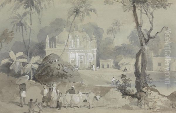 Mosque at Borranypore Oil Painting by Sir Charles D'Oyly, 7th Baronet