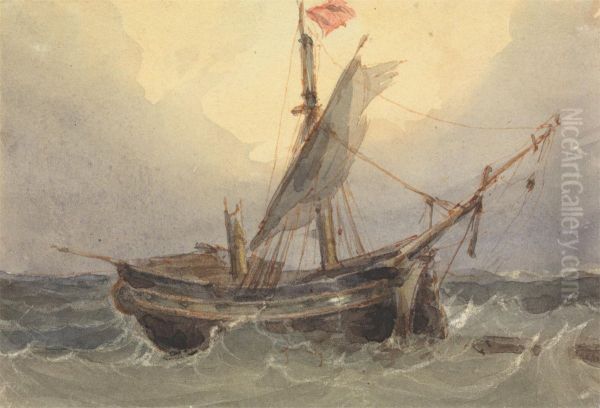 Ship at Sea Oil Painting by William Wyld