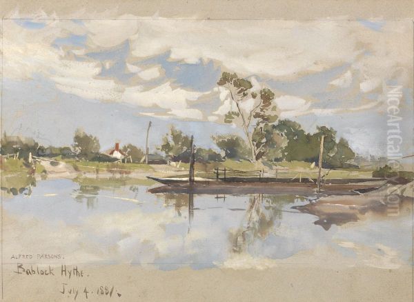 Bablock Hythe, Near Oxford Oil Painting by Alfred Parsons