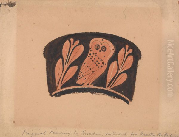 Owl, After an Attic Kantharos Oil Painting by John Ruskin