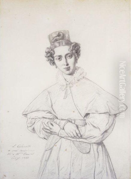 Portrait Of Henriette Taurel, Nee Thevenin Oil Painting by Luigi Calamatta