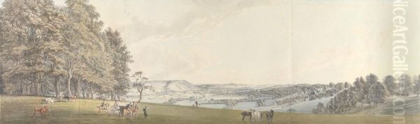 A View of Boxhill from Norbury Park, Surrey Oil Painting by Thomas Sandby