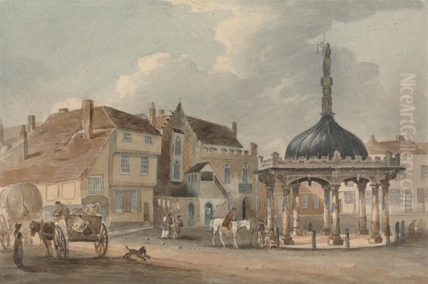 Corn Hill and Moot Hall, Ipswich Oil Painting by George Frost