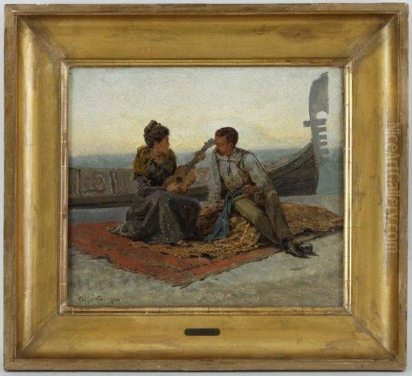 Couple A Venise Oil Painting by Arthur Jean Bapt. Calame