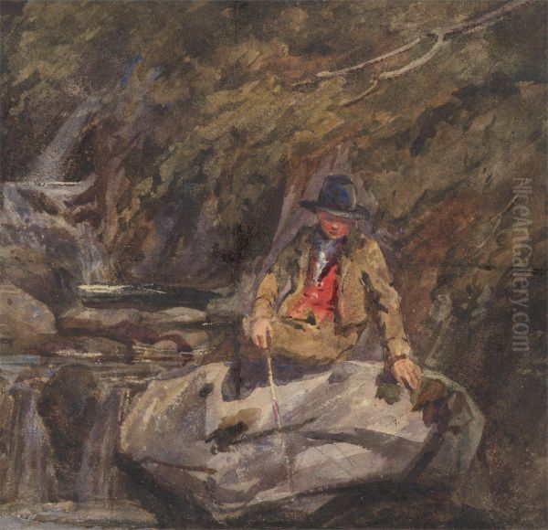 Young Fisherman Oil Painting by William James Muller