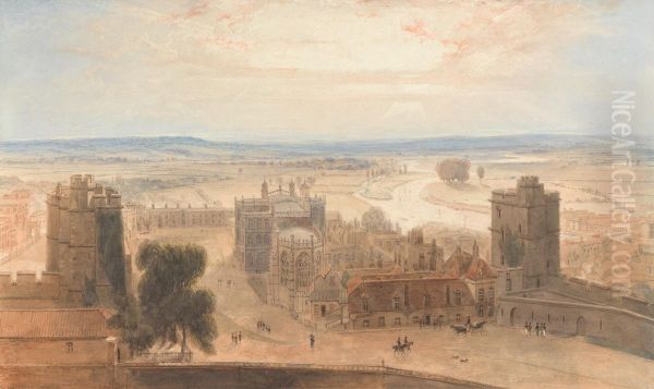 View from the Round Tower, Windsor Castle Oil Painting by William Daniell