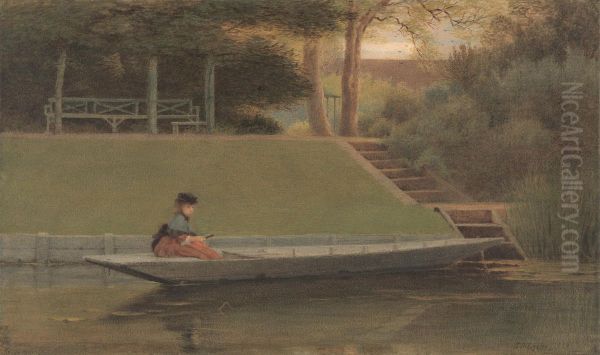 Girl in a Punt Oil Painting by George Dunlop Leslie