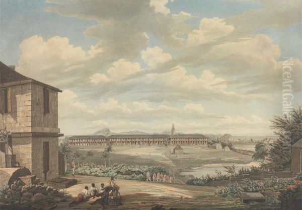 the English Barracks and Saint John's Church Seen from the Hospital Oil Painting by Thomas Hearne