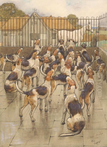 'The Hounds Began Suddenly to Howl in Chorus' Oil Painting by Cecil Aldin