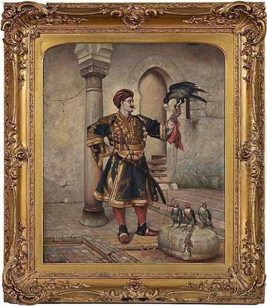 The Falconer Oil Painting by Edoardo Calandra