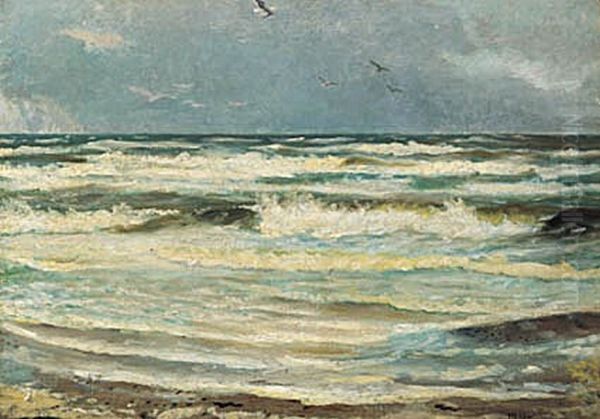 Seagulls at Skagen Sonderstrand. Oil Painting by Michael Peter Ancher