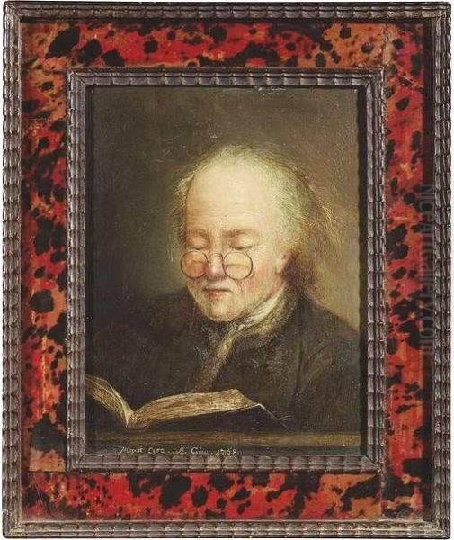 Portrait Of A Man, Reading A Book Oil Painting by Benjamin Calau