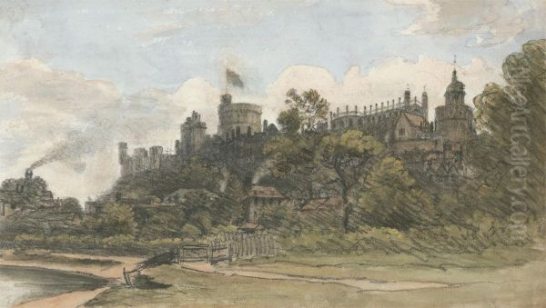 Windsor Castle From Above the Bridge, July 18, 1832, 12 Noon Oil Painting by William Crotch